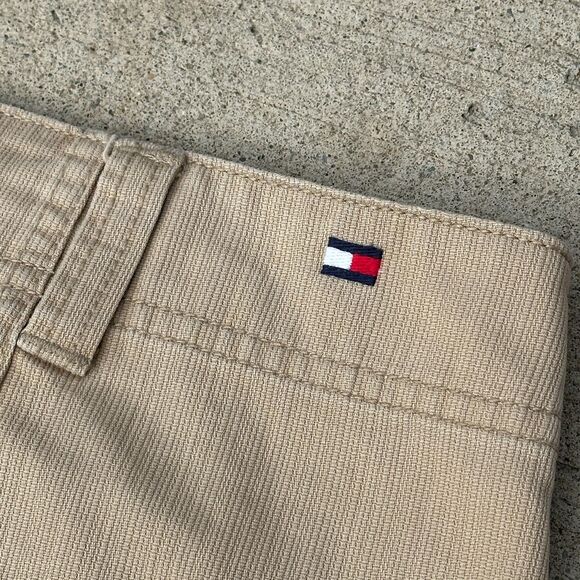 Vtg Tommy Hilfiger Mini Skirt Womens 16 Khaki Cargo Snap Front Y2K 2000s A-Line - Picture 8 of 11